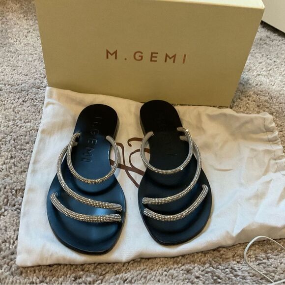 M. Gemi The Azzurra Silver Crystal Sandals - Picture 1 of 5